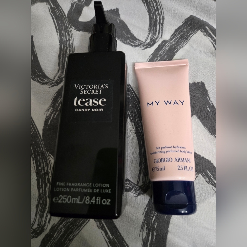 Victoria Secret Tease Candy Noir Lotion And Giorgio Armani My Way Lotion NEE